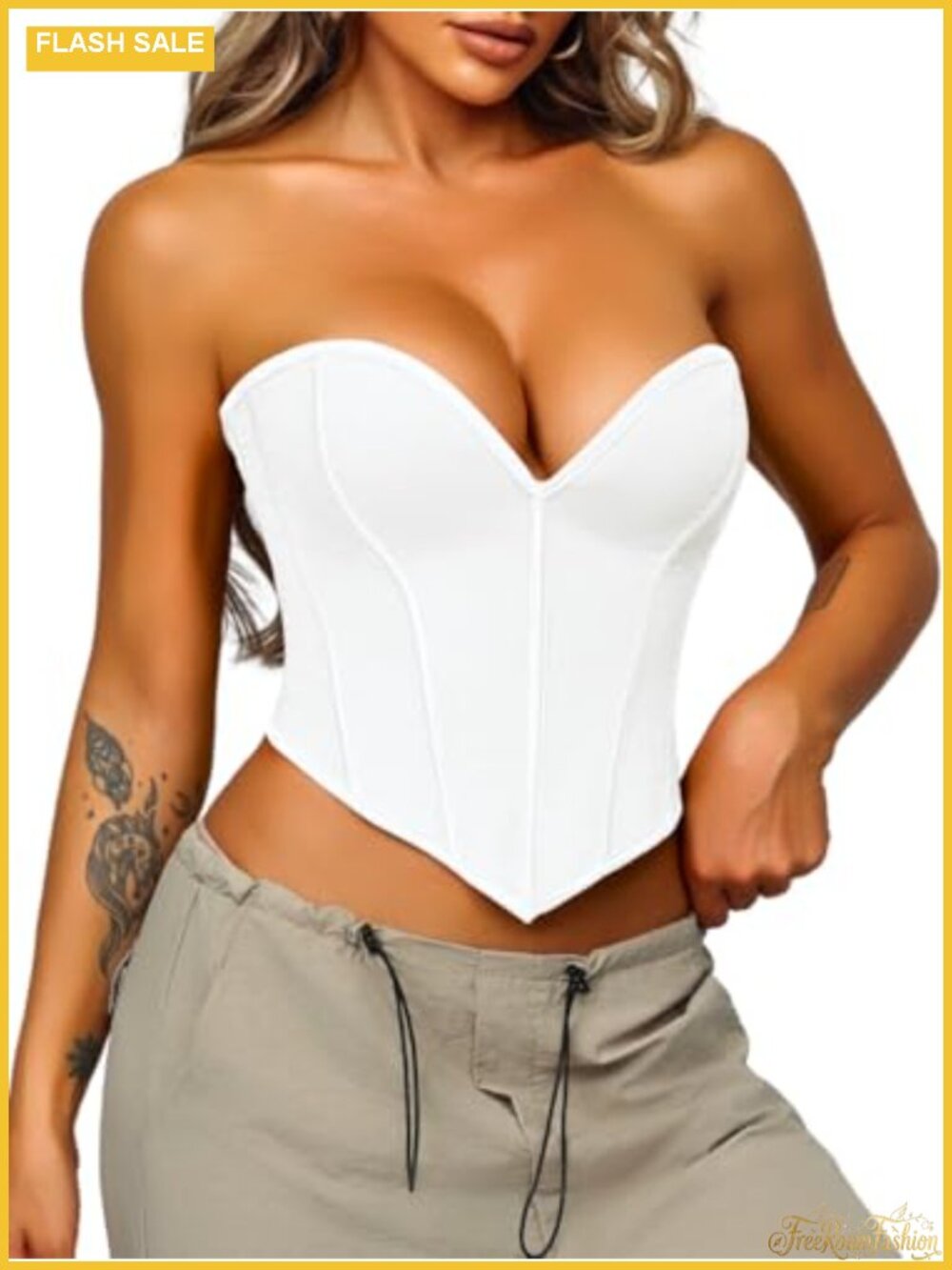 Heart Corset Top Bustier Strapless Overbust Lace Up Back Women